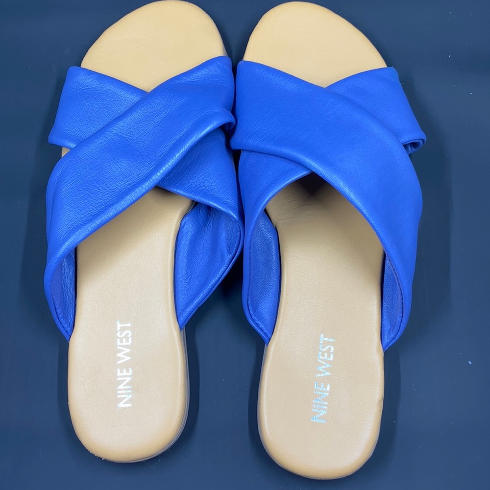 Nine West flat blue leather upper made in India